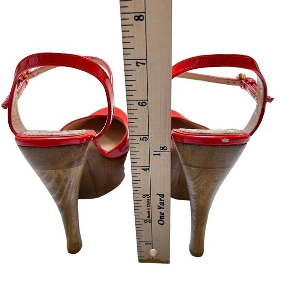 Gucci Authentic w Serial # Red 6.5 (36.5) Patent Leather Slingback Pumps High He - Picture 4 of 9